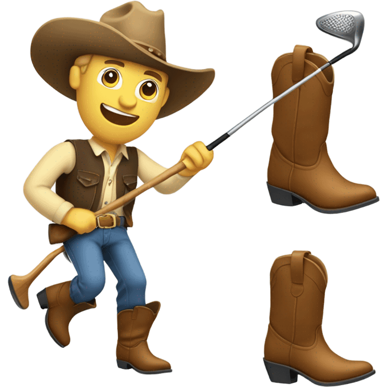 Caucasian cowboy playing golf emoji