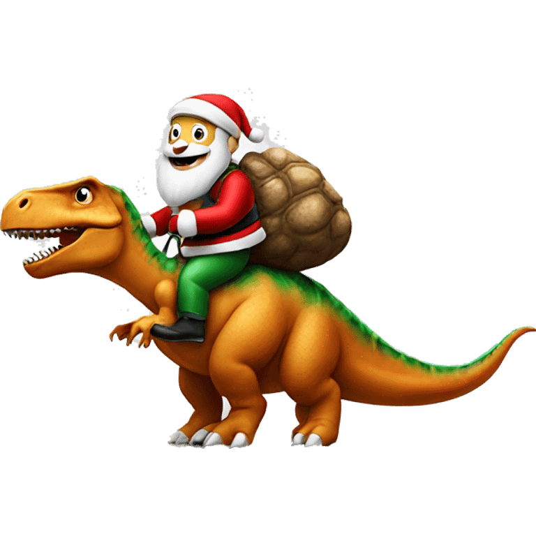 santa claus riding a dinosaur emoji