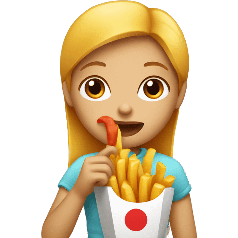 girl eating french fry emoji