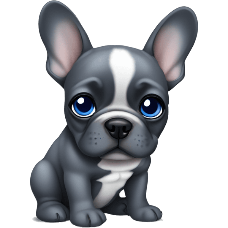 Dark Gray French Bulldog puppy with blue eyes emoji