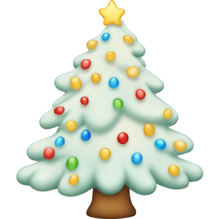 Frosted Christmas tree with lights  emoji