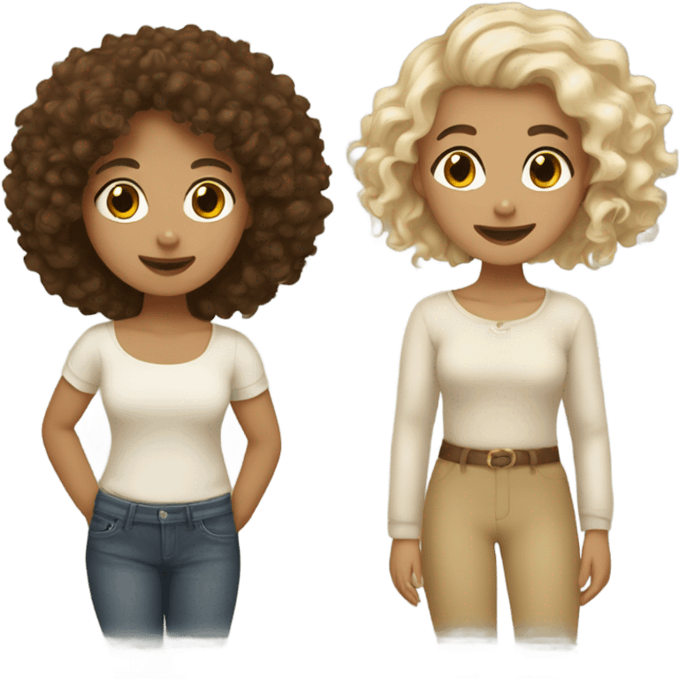 2 girls a lightskin one with brown curls and a white one with blond hair hugging emoji