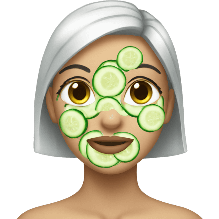 A girl with a cucumber facemask emoji