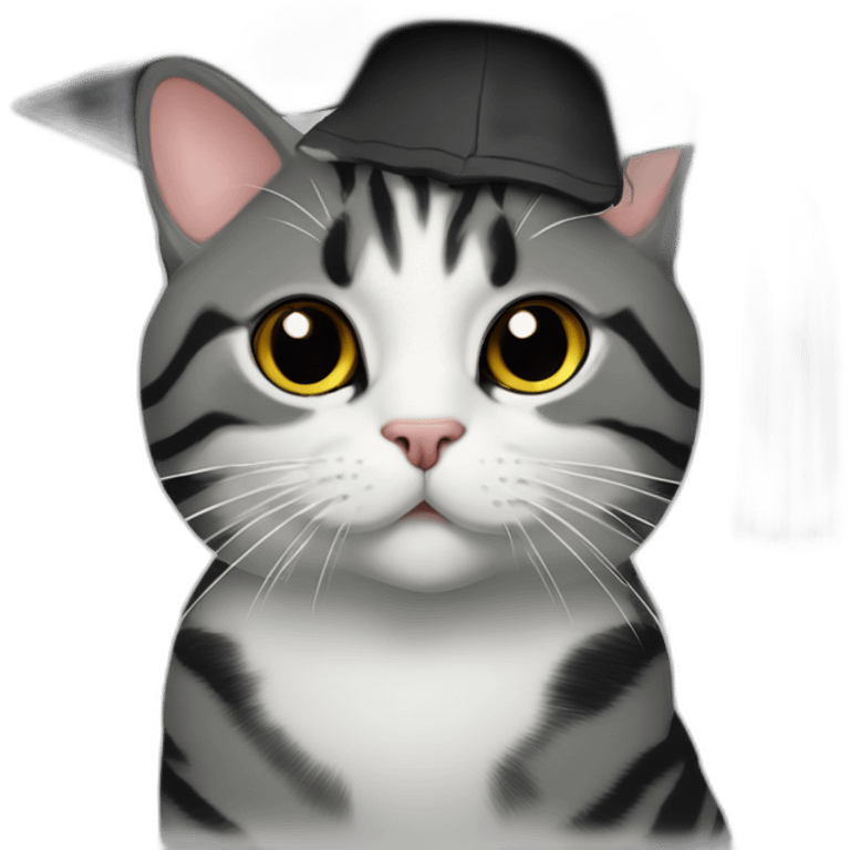 american shorthair cat in black graduate cap emoji