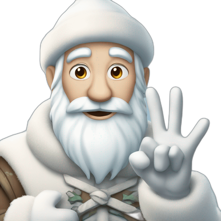 Father Frost shows hand sign of the Horns emoji