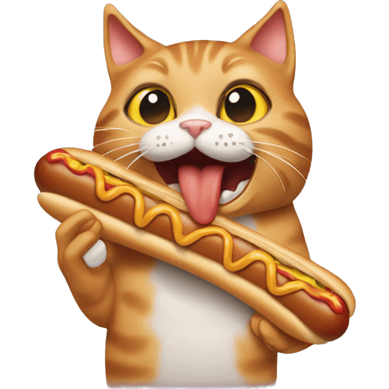 Cat eating a hotdog emoji