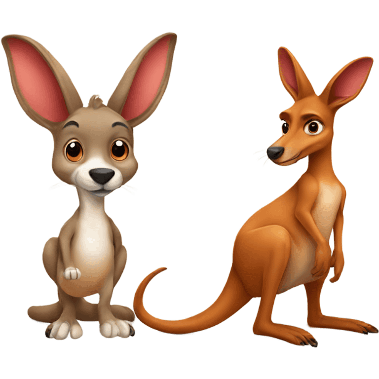 red kangaroo with dog emoji