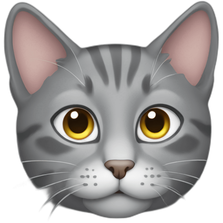 gray cat peaking between emoji