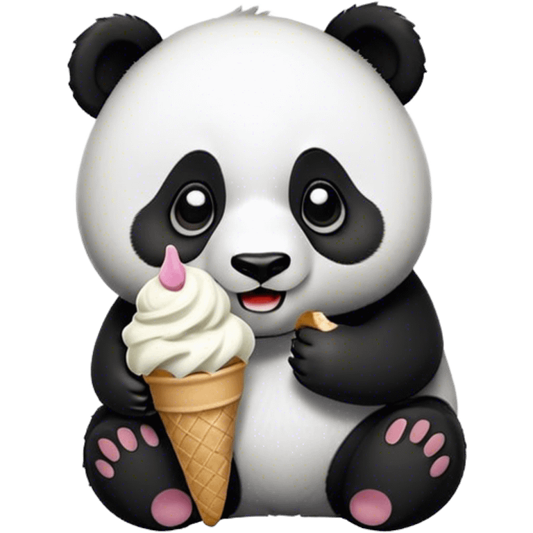 Panda eating ice cream emoji