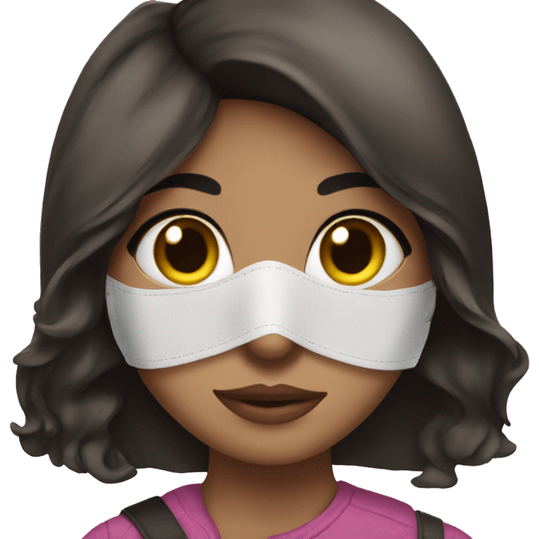 Brunette girl with mask emoji