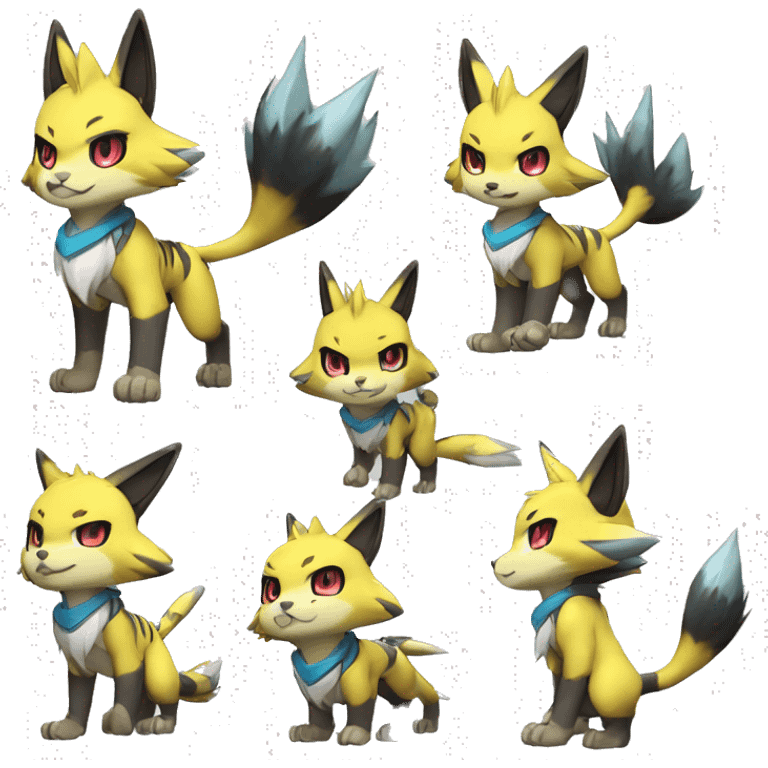 Anthro Cool Chibi Zeraora-Lombax-Renamon-Pokémon-Fakémon Full Body Detailed High Quality emoji