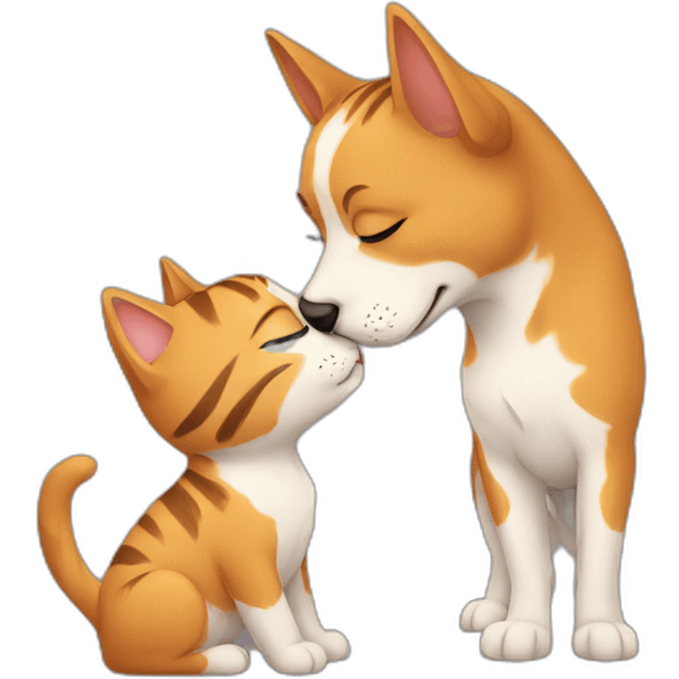 Dog kissing cat emoji