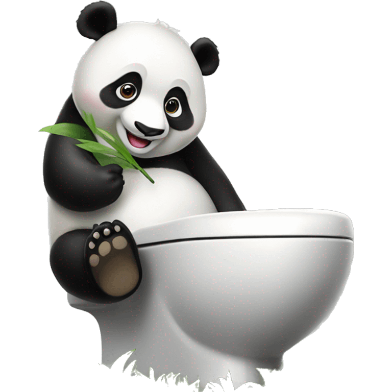 Un Panda sur des WC sourit emoji