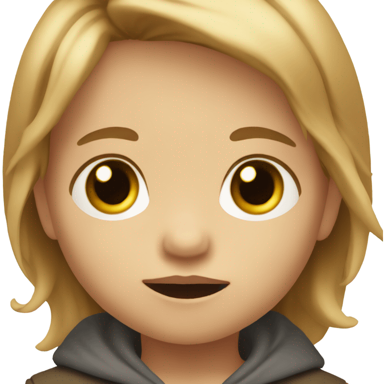 toddler Boy with small black eyes and long light brown hair emoji