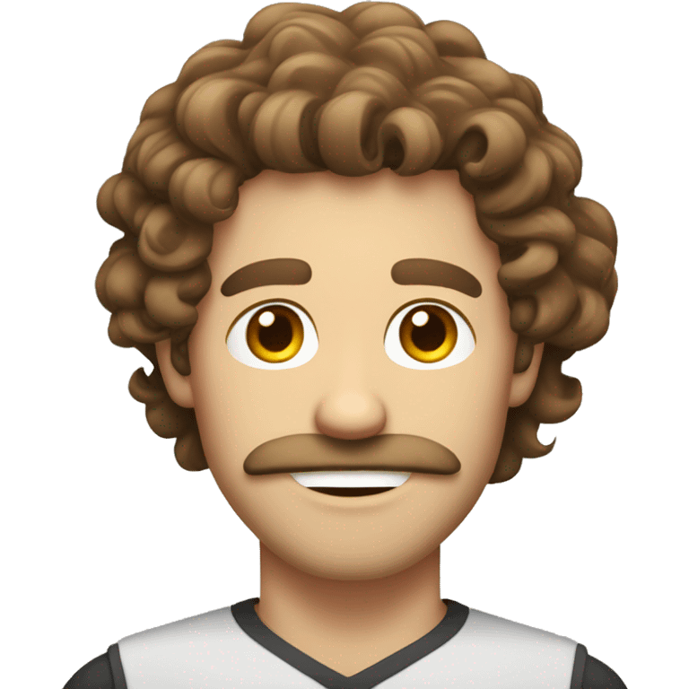 Handsome white guy with long wavy brown hair and curls, mustache and beard emoji