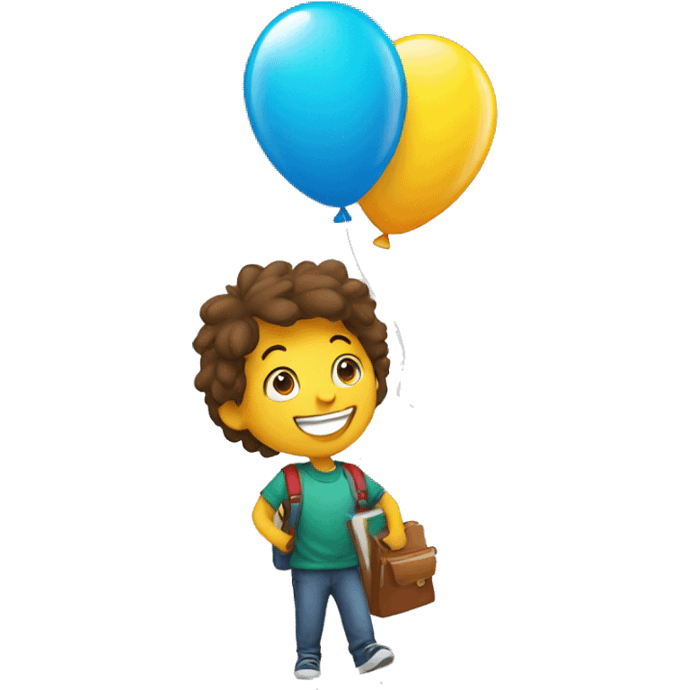 happy student with balloon emoji