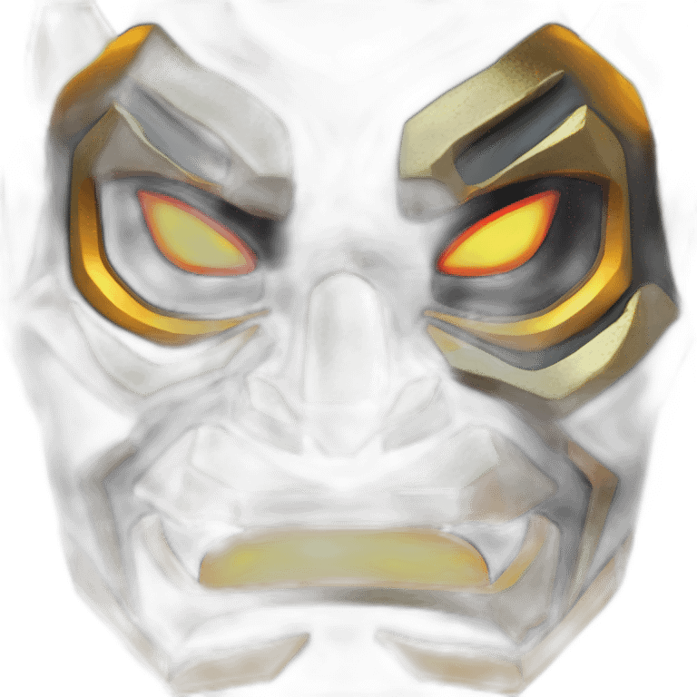 ONI MASK golden color eyes glowing neon japanese low poly 3d emoji