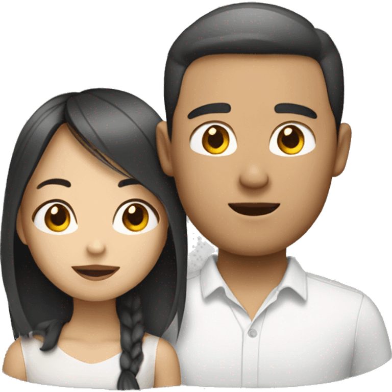 Asian girl with white man emoji