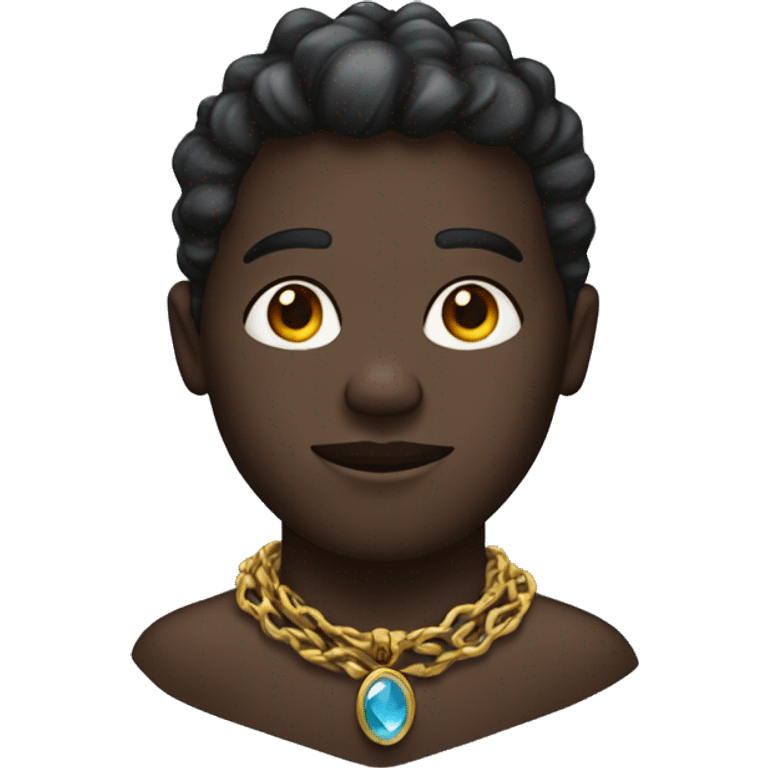 A dark skin with necklace around his neck emoji