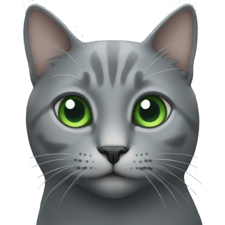 Gray cat with green eyes emoji