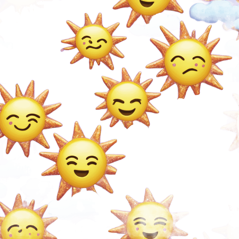 Lisa frank glitter sun and clouds emoji