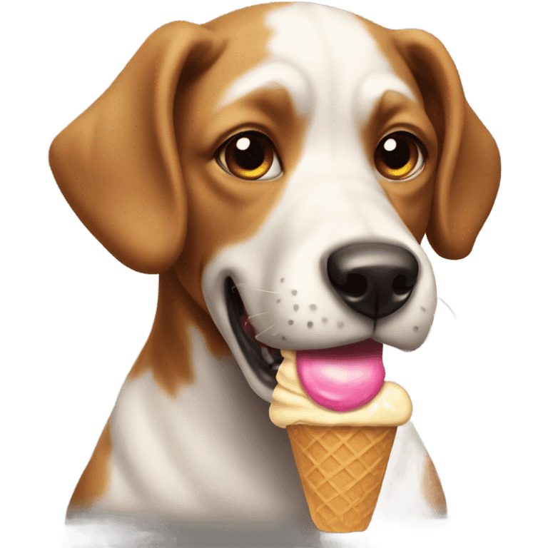 Ice cream eating dog emoji