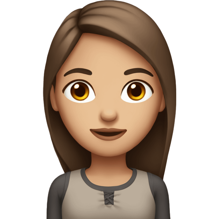 Girl with brown eyes and brown straight hair emoji