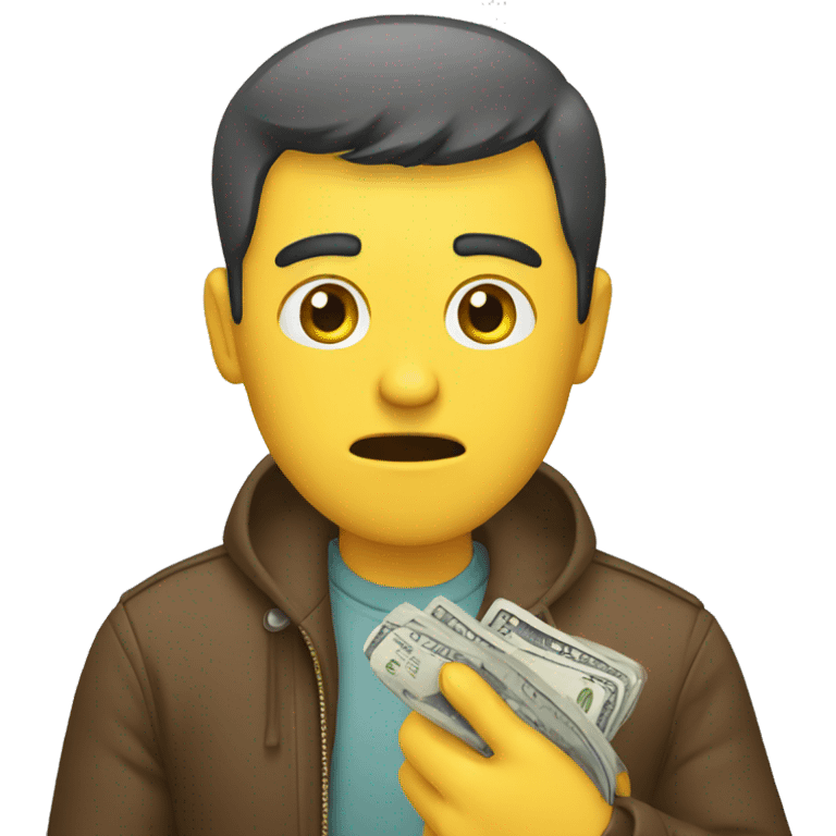 confused customer holding empty wallet emoji