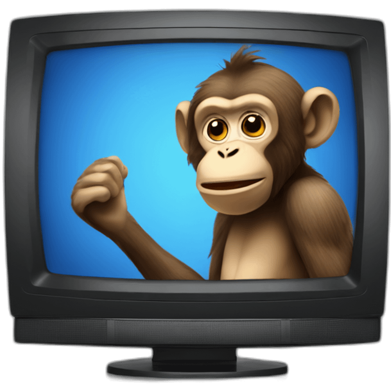 a monkey presenting the news on a TV screen emoji