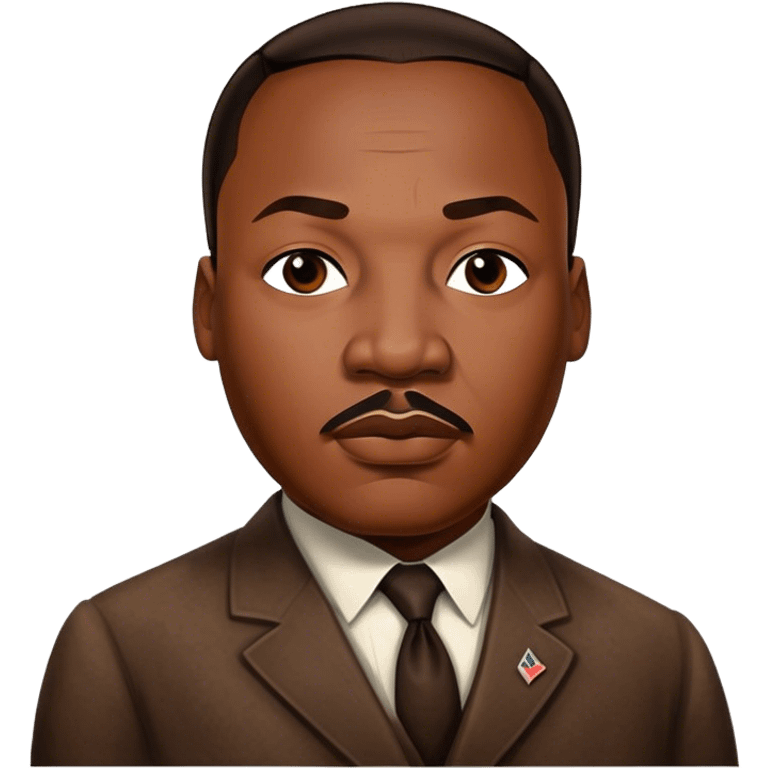 Cinematic Realistic Martin Luther King Jr. Portrait Emoji, depicted as a compassionate determined civil rights leader in period attire with a powerful gaze, rendered with rich textures and inspiring dynamic lighting that captures his historic legacy. emoji