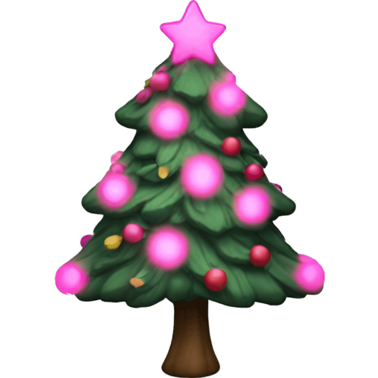 christmas tree with pink light  emoji