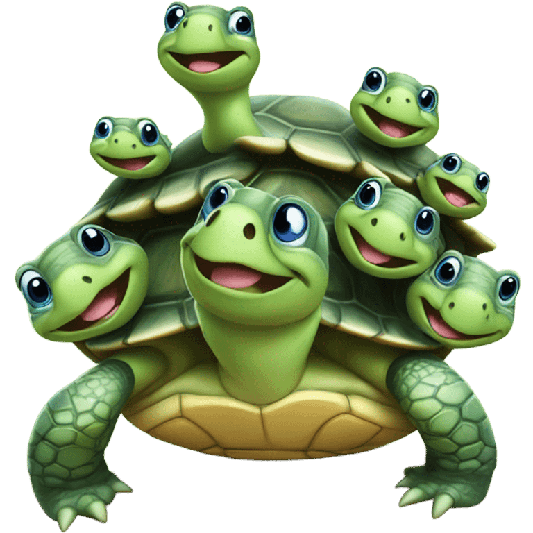 Turtle is happy with her children emoji