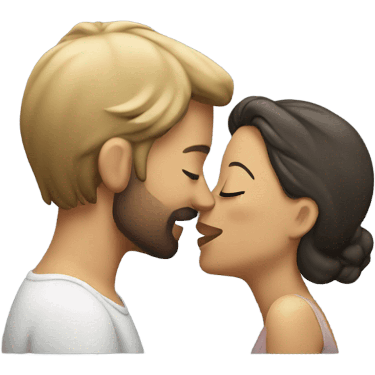 A woman kissing a man emoji