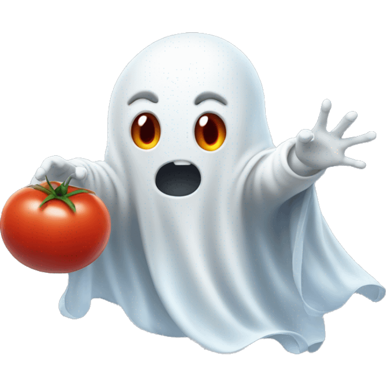 Cute Ghost throwing tomato emoji