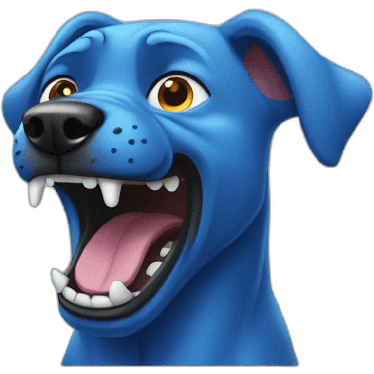 Blue dog snarling emoji