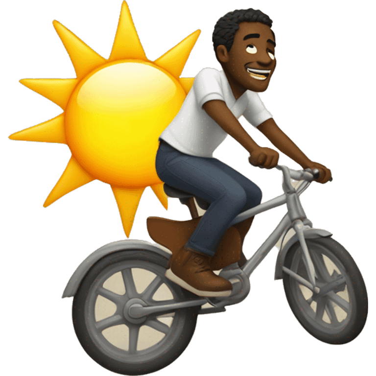 Black man riding the sun, the sun is smiling emoji