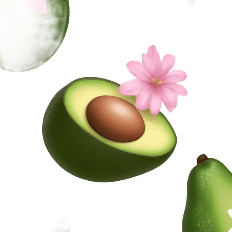 Realistic avacado with pale pink flower emoji