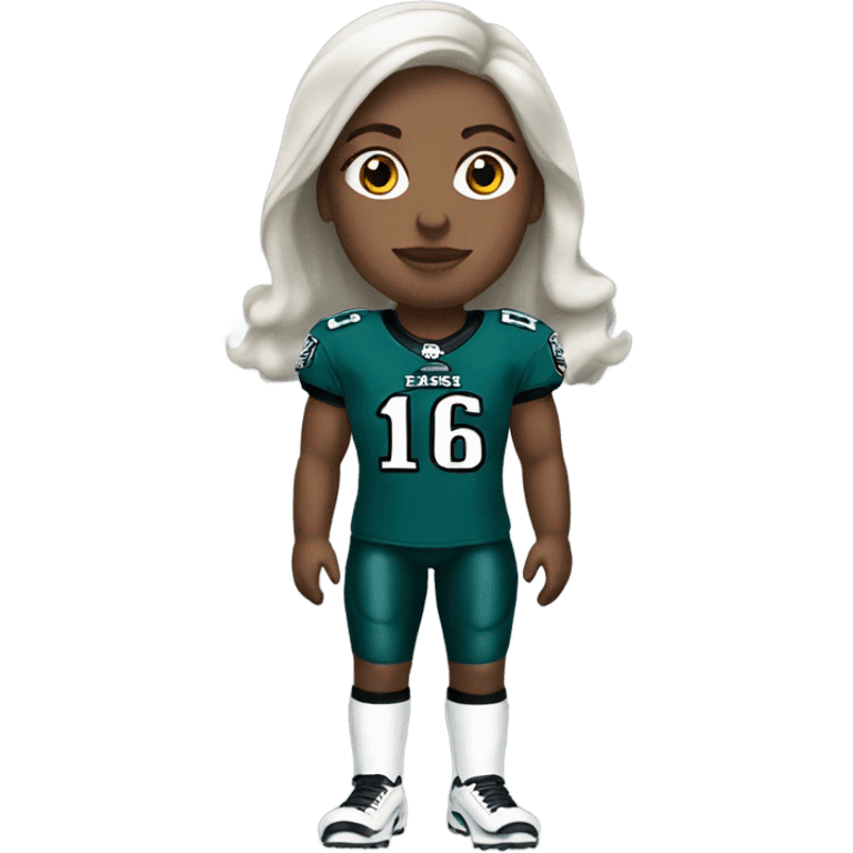 White Brunette wearing Philadelphia Eagles jersey emoji