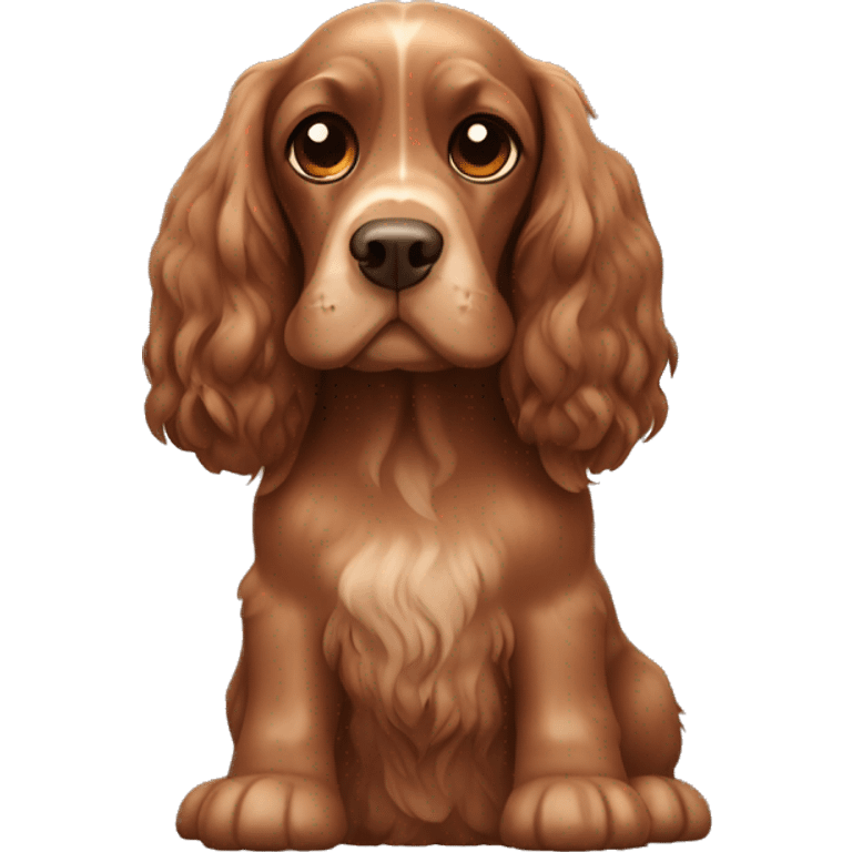 a cocker spaniel, fully brown color adult with long ears emoji