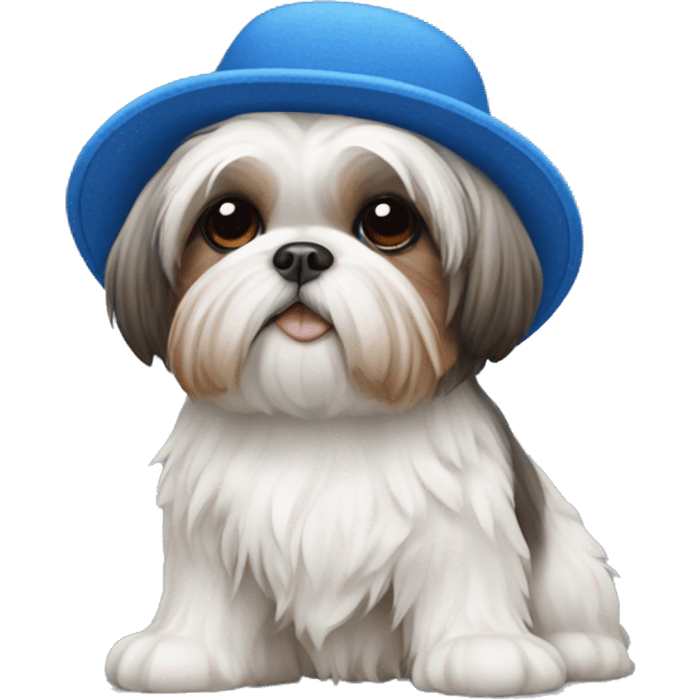 Shih tzu wearing a blue hat emoji