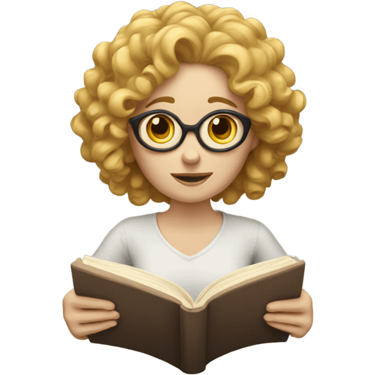 pale woman with curly hair reading emoji