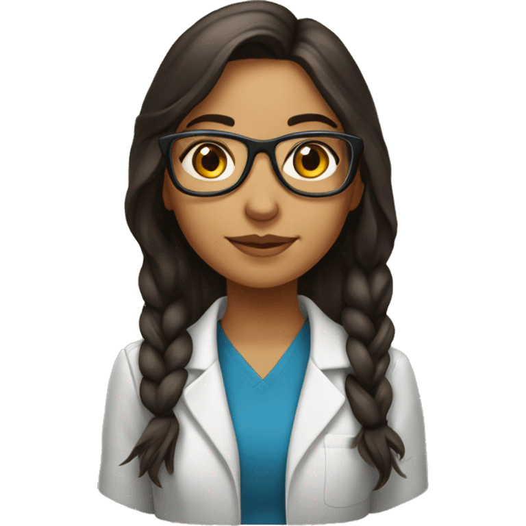 Scientific girl, brunette, olive skin with glasses  emoji