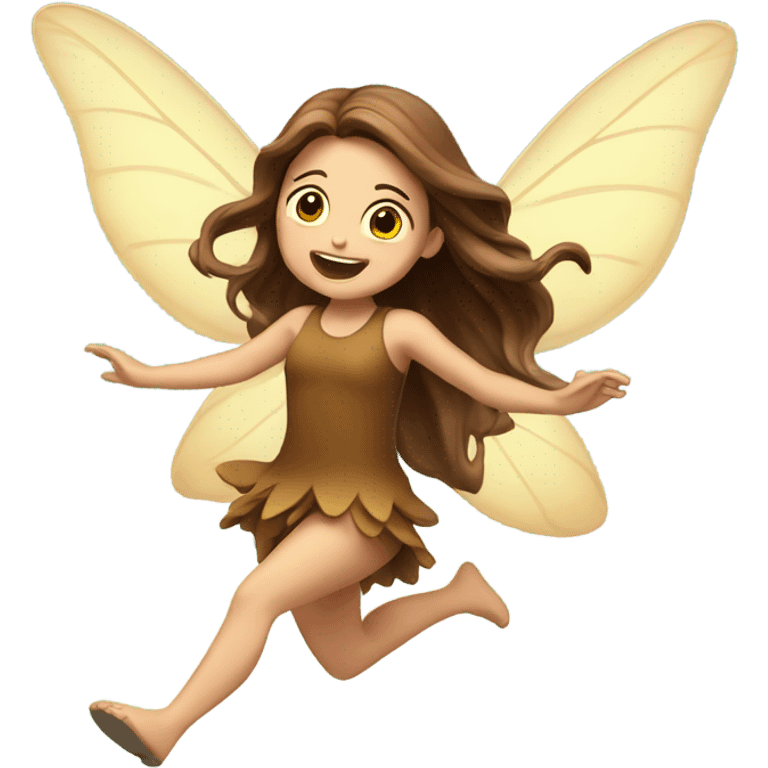 Fairy, long brown hair, excited, jumping, wings  emoji