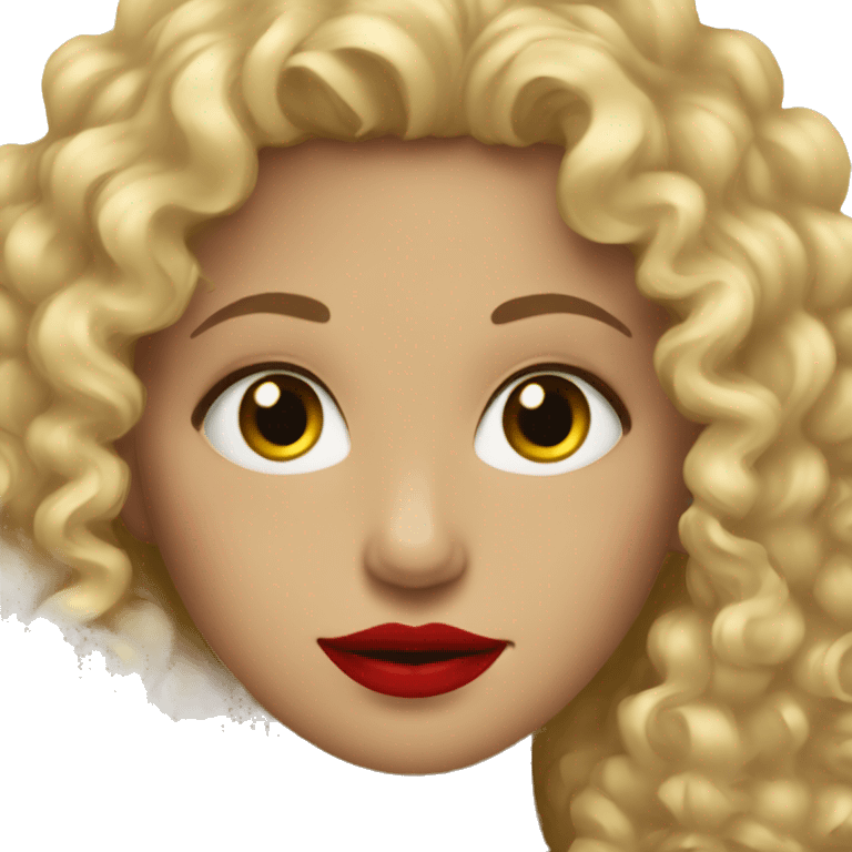 blonde curly haired girl with red lipstick emoji