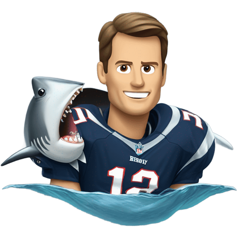 Tom Brady riding a great white shark  emoji