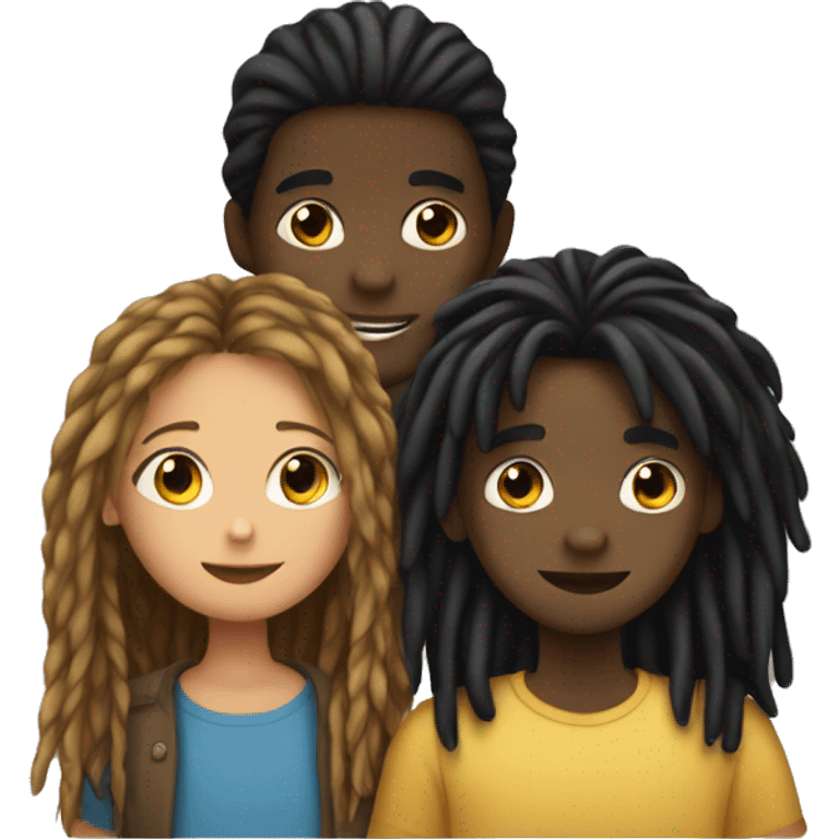 A girl with a black boy hugging and the boy with dreadlocks  emoji