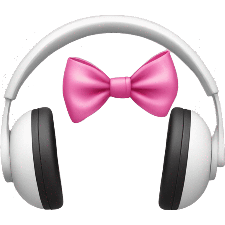 White headphones with a pink bow on the side emoji