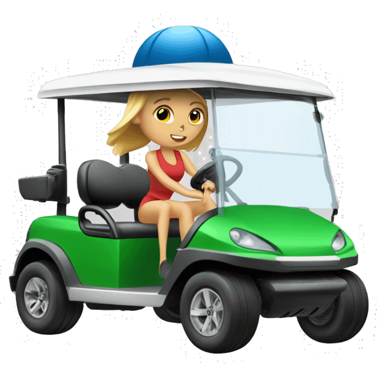 Speeding golf cart With girl diving emoji