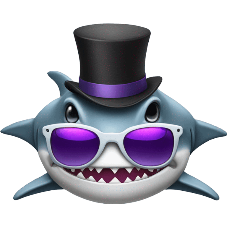 Shark with a top hat and purple sunglasses  emoji