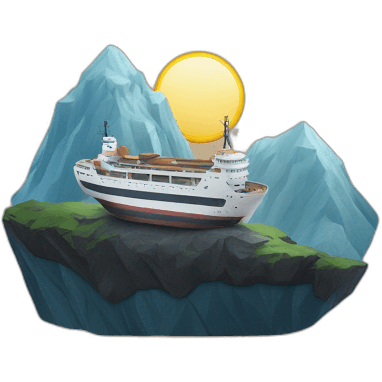 a ship on mountain emoji